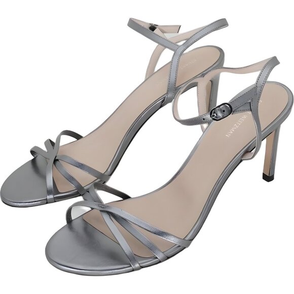 Stuart Weitzman Starla Gunmetal Ankle Strap Sandals Size 10 - Picture 2 of 6